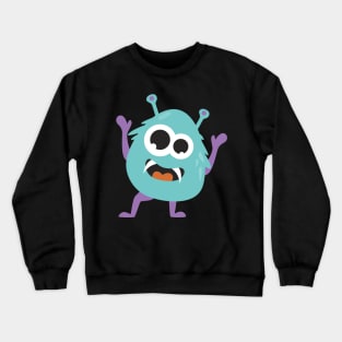 Monster cartoon character with fangs Crewneck Sweatshirt